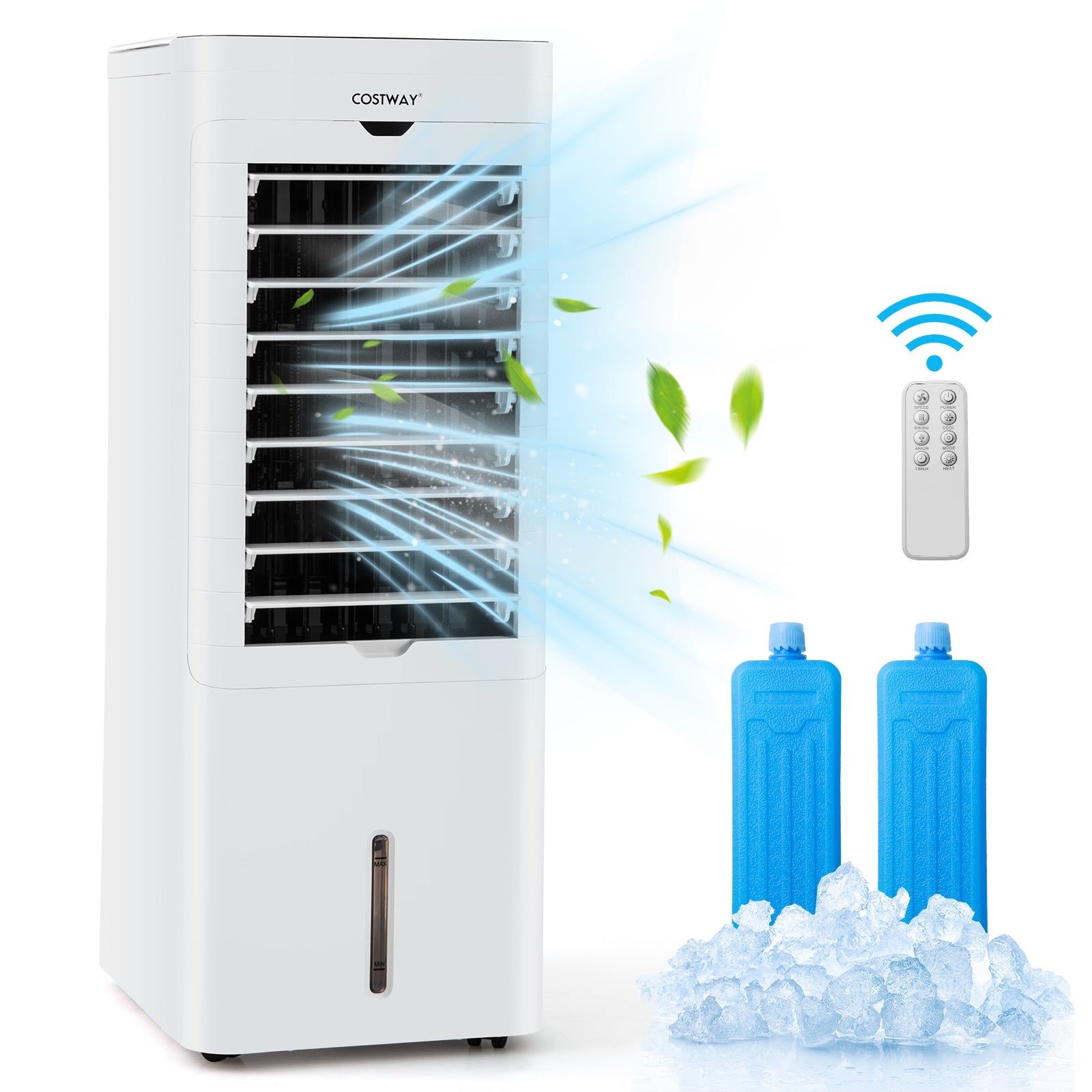 Evaporative Air Cooler Heater, 3 Modes 3 Speeds, 2 Ice Boxes, White Air Coolers White at Gallery Canada