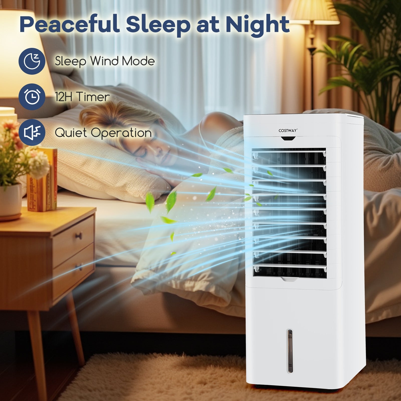 Evaporative Air Cooler Heater, 3 Modes 3 Speeds, 2 Ice Boxes, White Air Coolers at Gallery Canada
