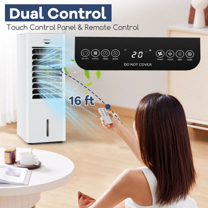 Evaporative Air Cooler Heater, 3 Modes 3 Speeds, 2 Ice Boxes, White Air Coolers at Gallery Canada