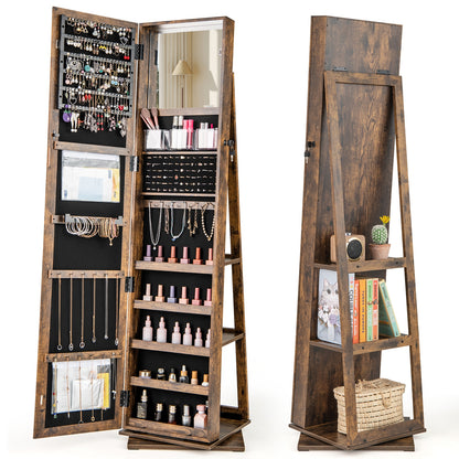 360° Swivel Jewelry Armoire, Full Length Mirror, Rustic Brown Jewelry Armoires at Gallery Canada
