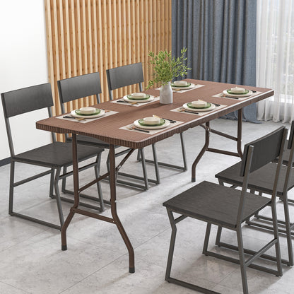 5FT Folding Picnic Table, Rattan Grain HDPE Tabletop, Sturdy Metal Frame, Coffee Patio Dining Tables at Gallery Canada