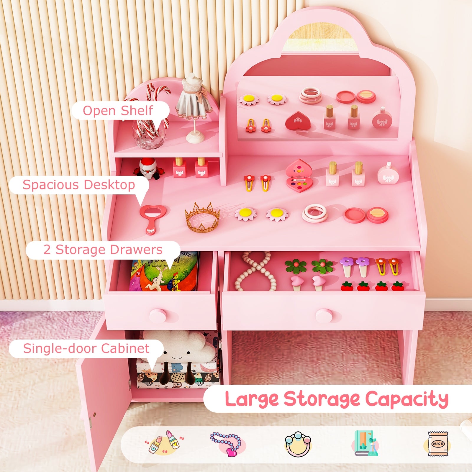 Kids Vanity Table And Chair Set, Pink Kids Vanities at Gallery Canada