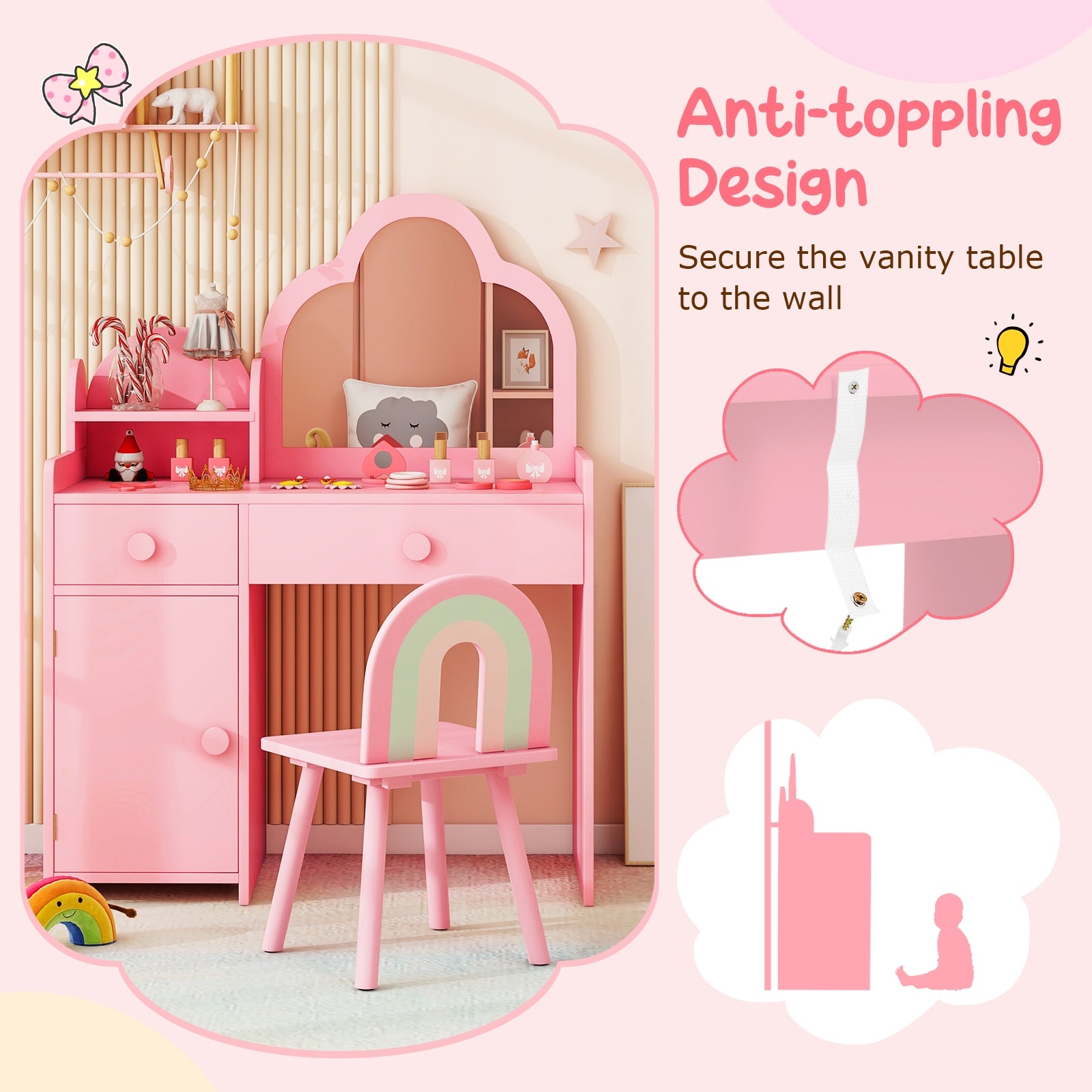 Kids Vanity Table And Chair Set, Pink Kids Vanities at Gallery Canada