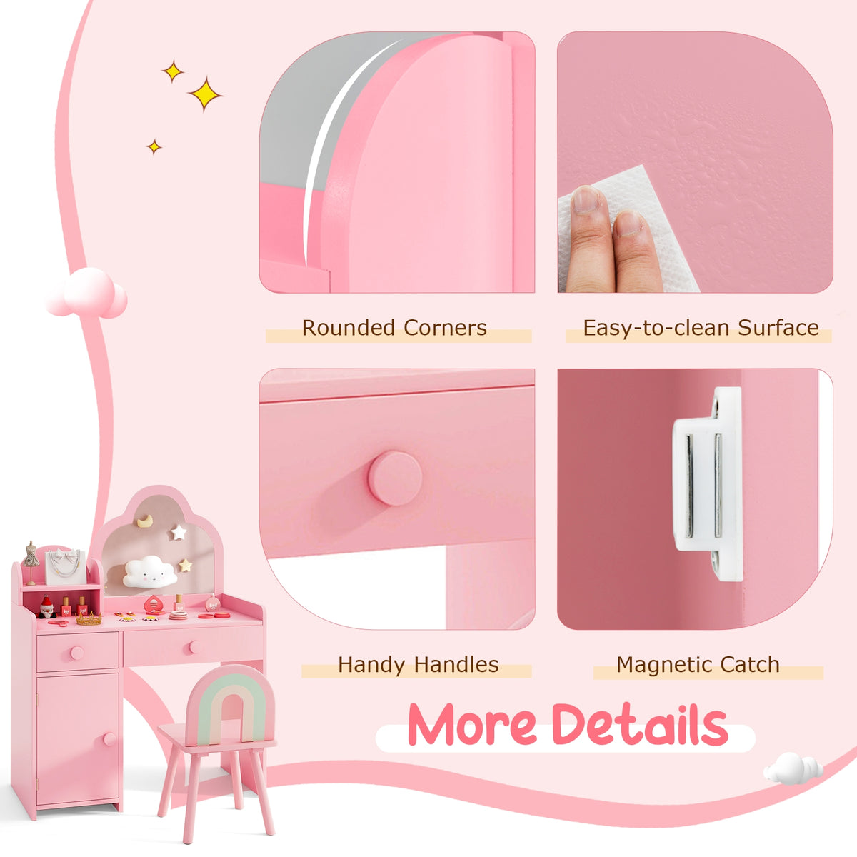 Kids Vanity Table And Chair Set, Pink Kids Vanities at Gallery Canada