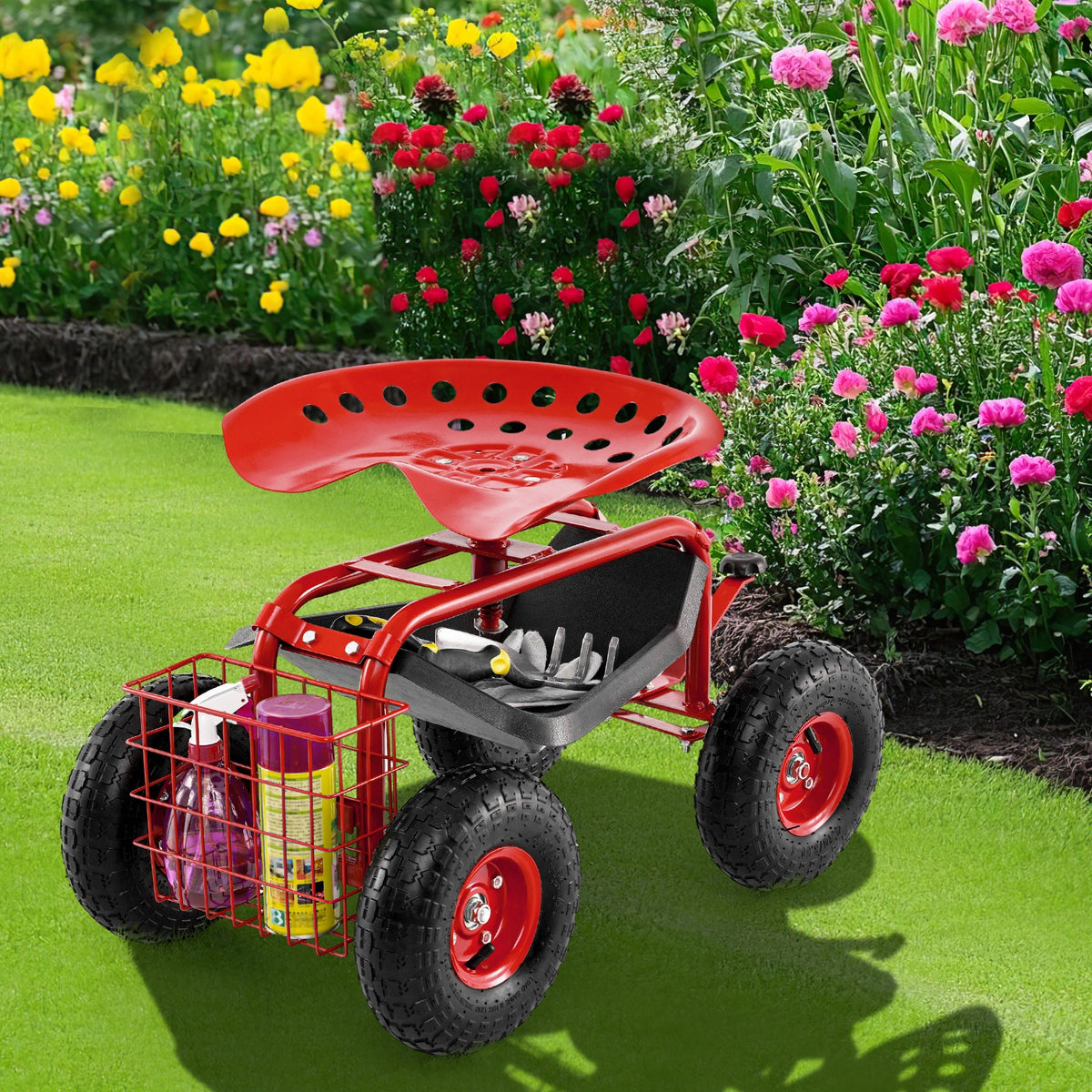 4-Wheel Rolling Garden Cart, Red Garden Carts at Gallery Canada