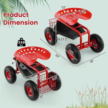 4-Wheel Rolling Garden Cart, Red Garden Carts at Gallery Canada