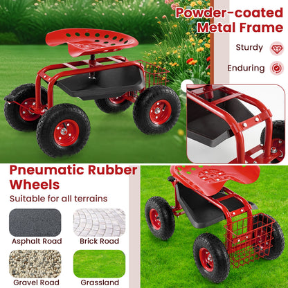 4-Wheel Rolling Garden Cart, Red Garden Carts at Gallery Canada