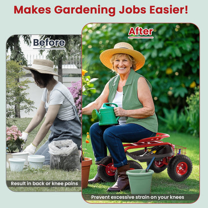 4-Wheel Rolling Garden Cart, Red Garden Carts at Gallery Canada