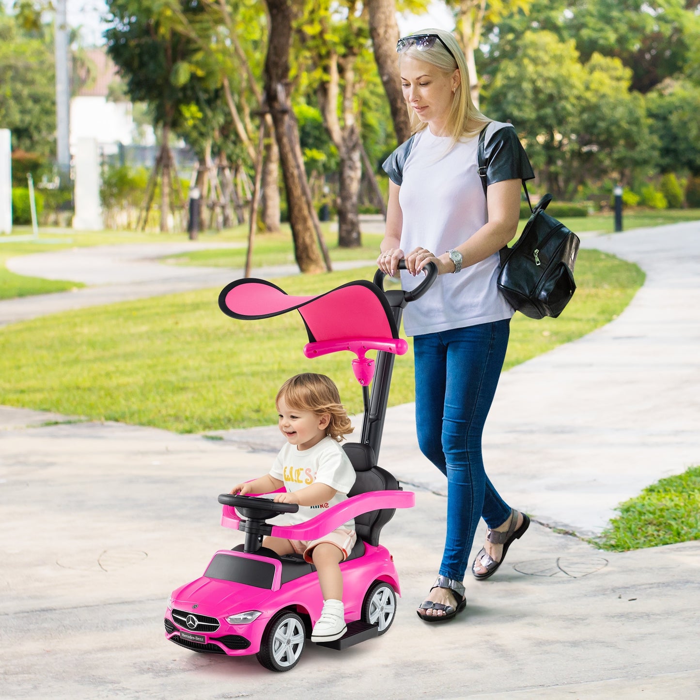 3-in-1 Ride On Push Car, Pink Push & Pedal Ride On Toys at Gallery Canada
