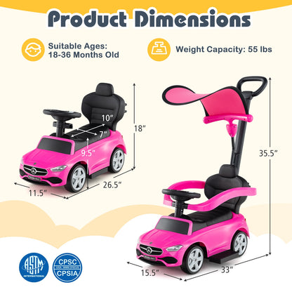 3-in-1 Ride On Push Car, Pink Push & Pedal Ride On Toys at Gallery Canada