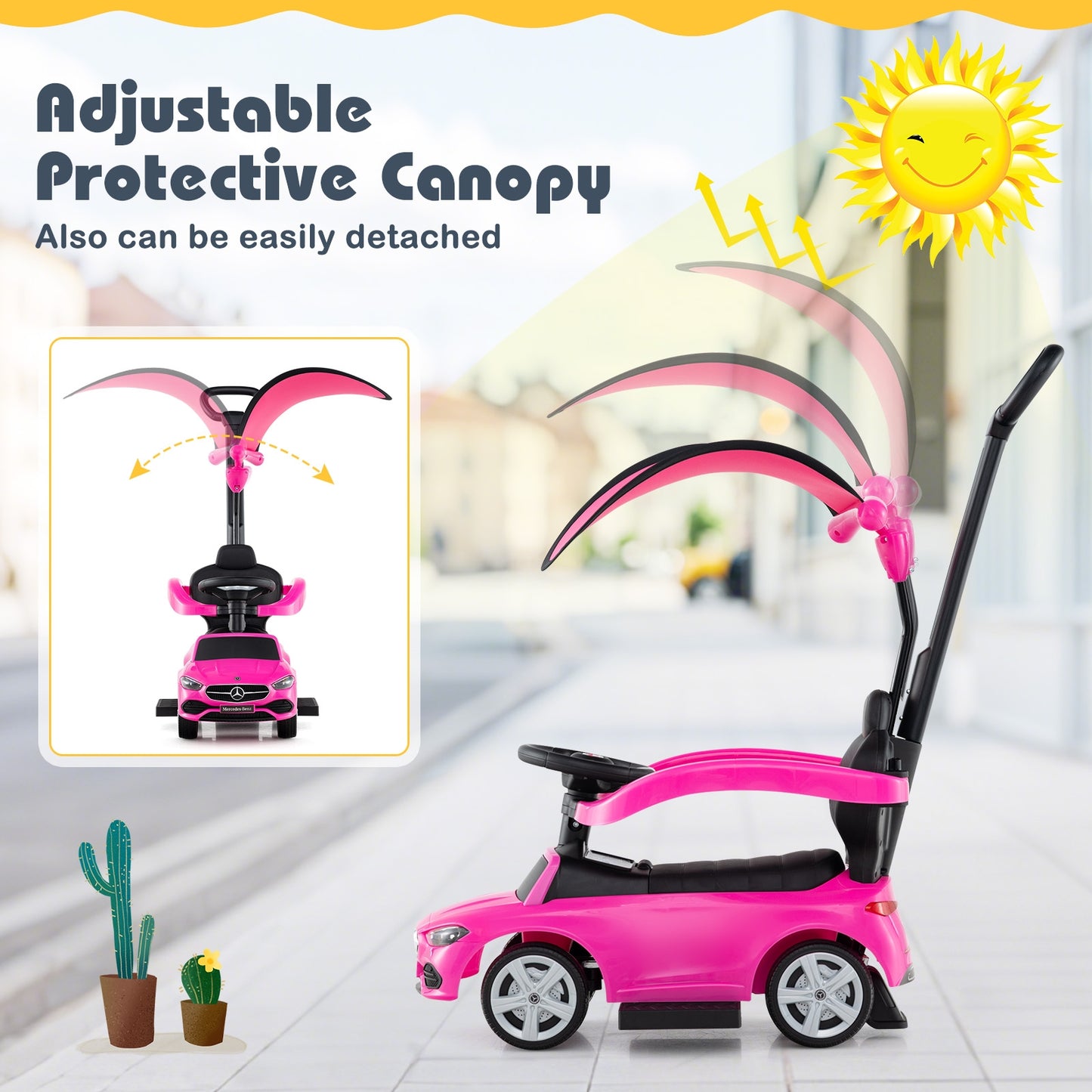 3-in-1 Ride On Push Car, Pink Push & Pedal Ride On Toys at Gallery Canada
