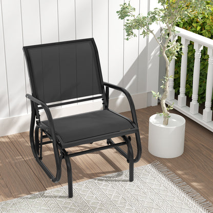 Outdoor Single Swing Glider Rocking Chair, Black Patio Rocking Chairs & Gliders at Gallery Canada