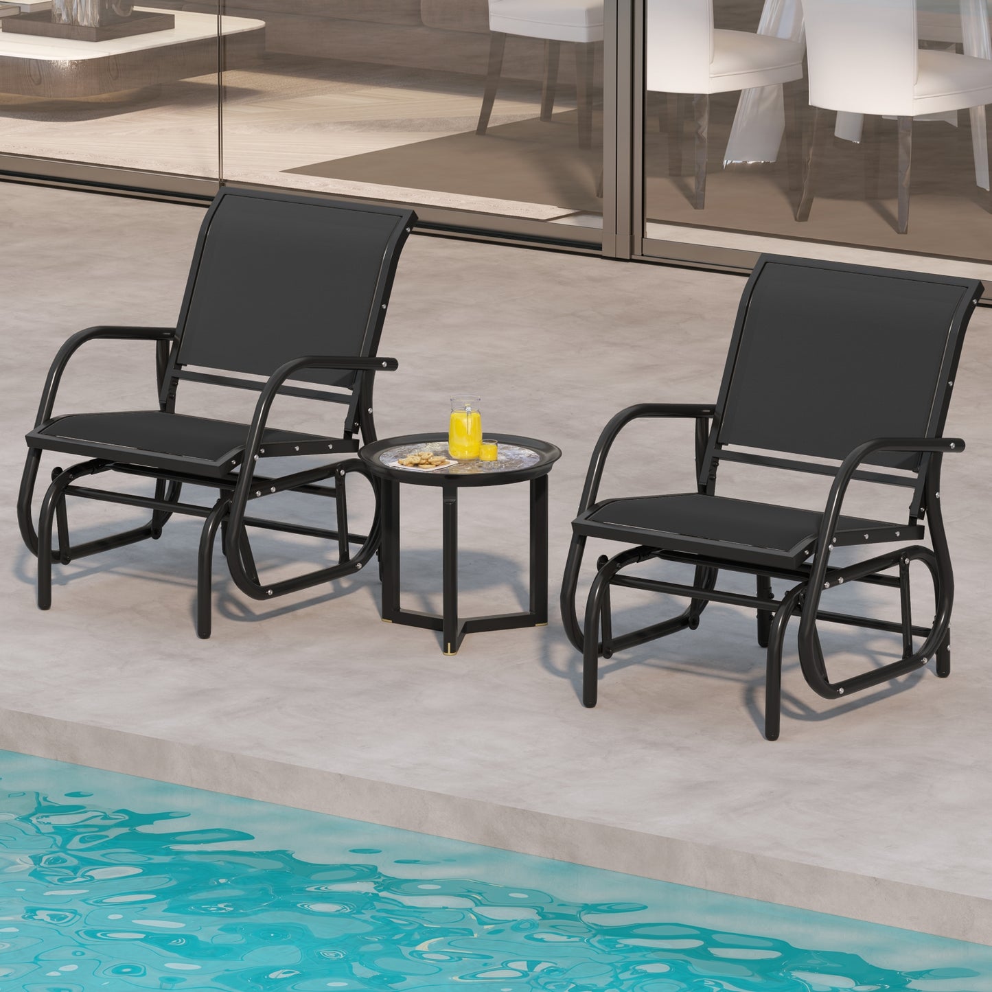 Outdoor Single Swing Glider Rocking Chair, Black Patio Rocking Chairs & Gliders at Gallery Canada