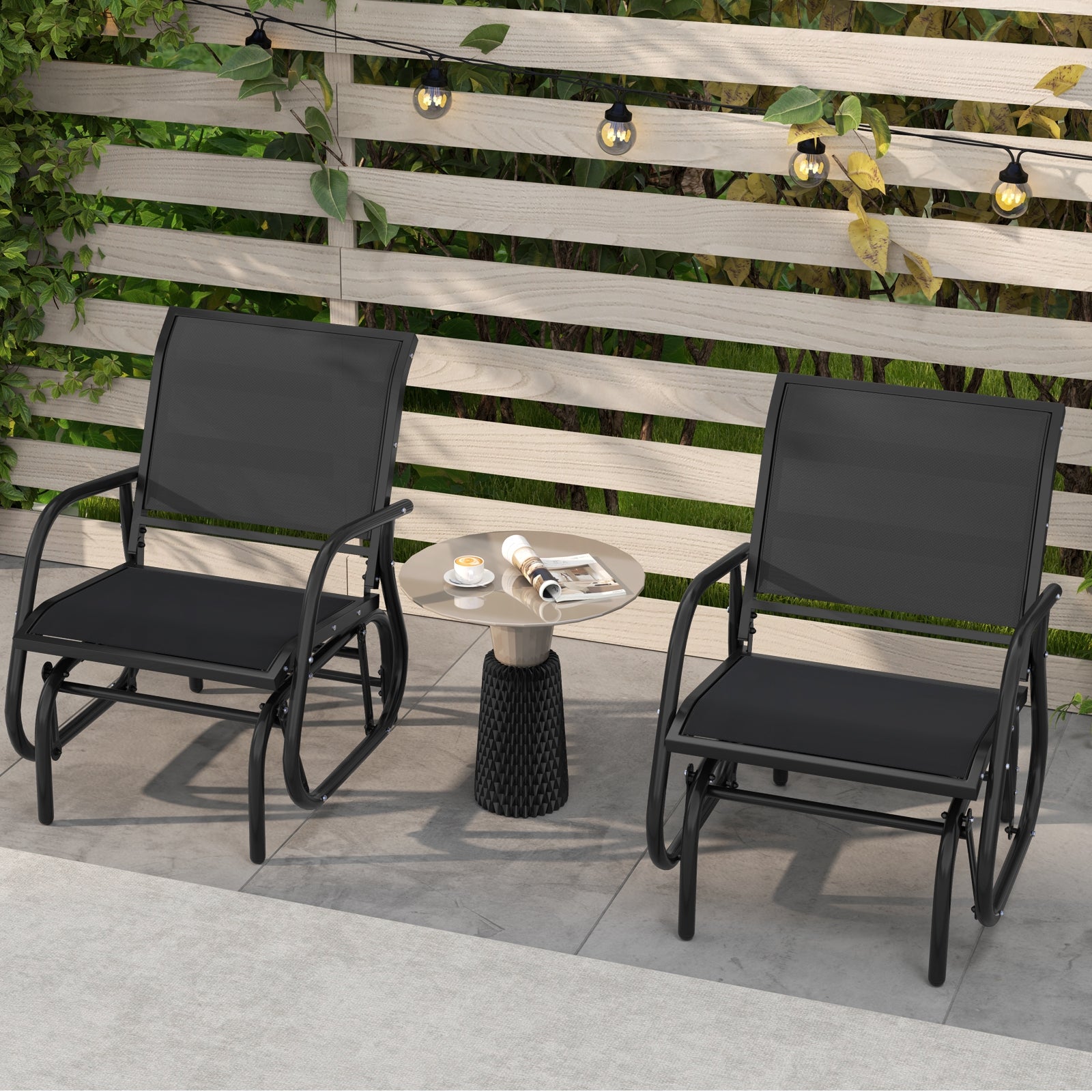 Outdoor Single Swing Glider Rocking Chair, Black Patio Rocking Chairs & Gliders at Gallery Canada