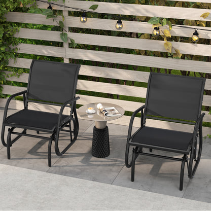 Outdoor Single Swing Glider Rocking Chair, Black Patio Rocking Chairs & Gliders at Gallery Canada