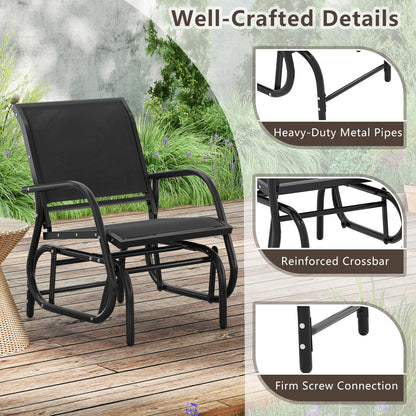 Outdoor Single Swing Glider Rocking Chair, Black Patio Rocking Chairs & Gliders at Gallery Canada