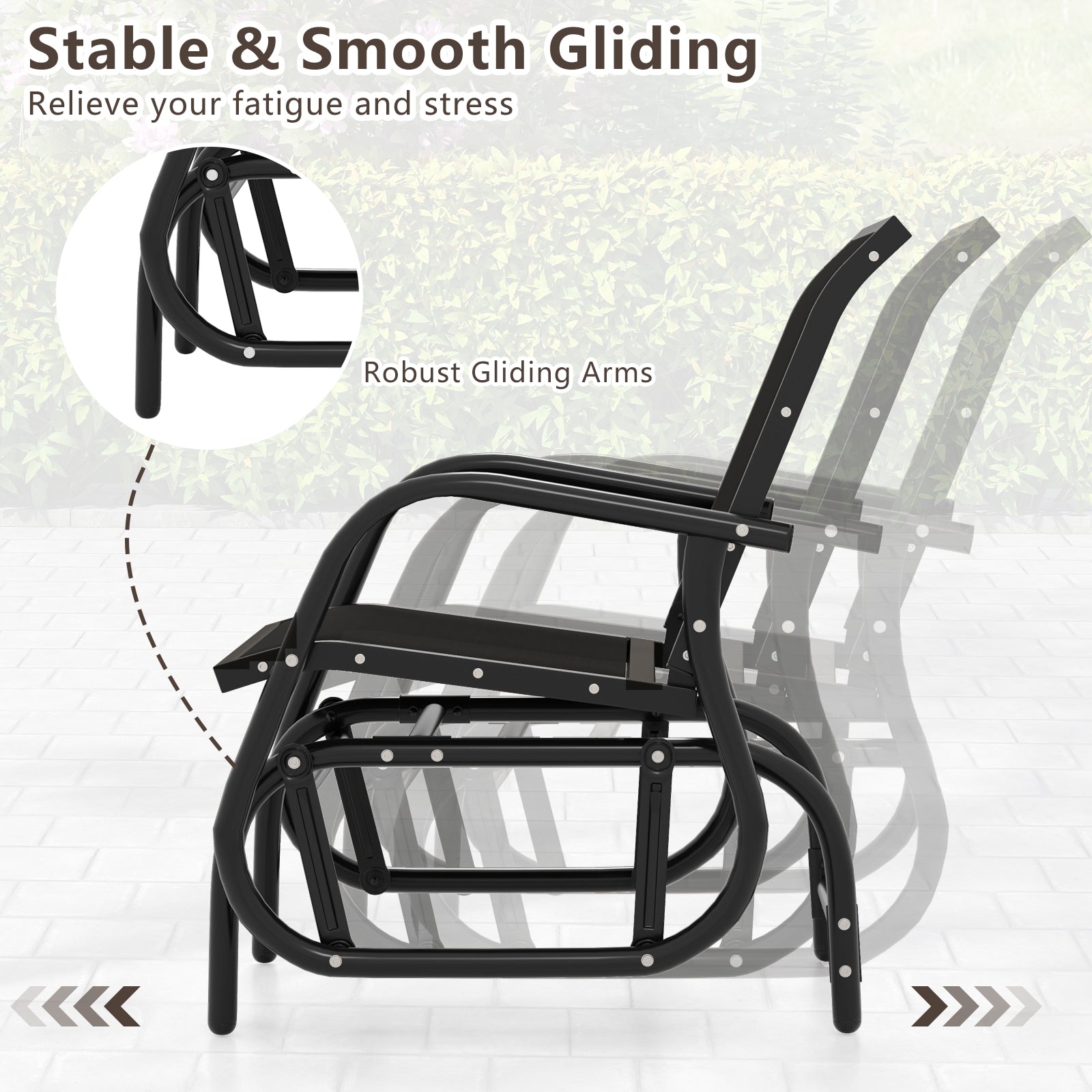 Outdoor Single Swing Glider Rocking Chair, Black Patio Rocking Chairs & Gliders at Gallery Canada