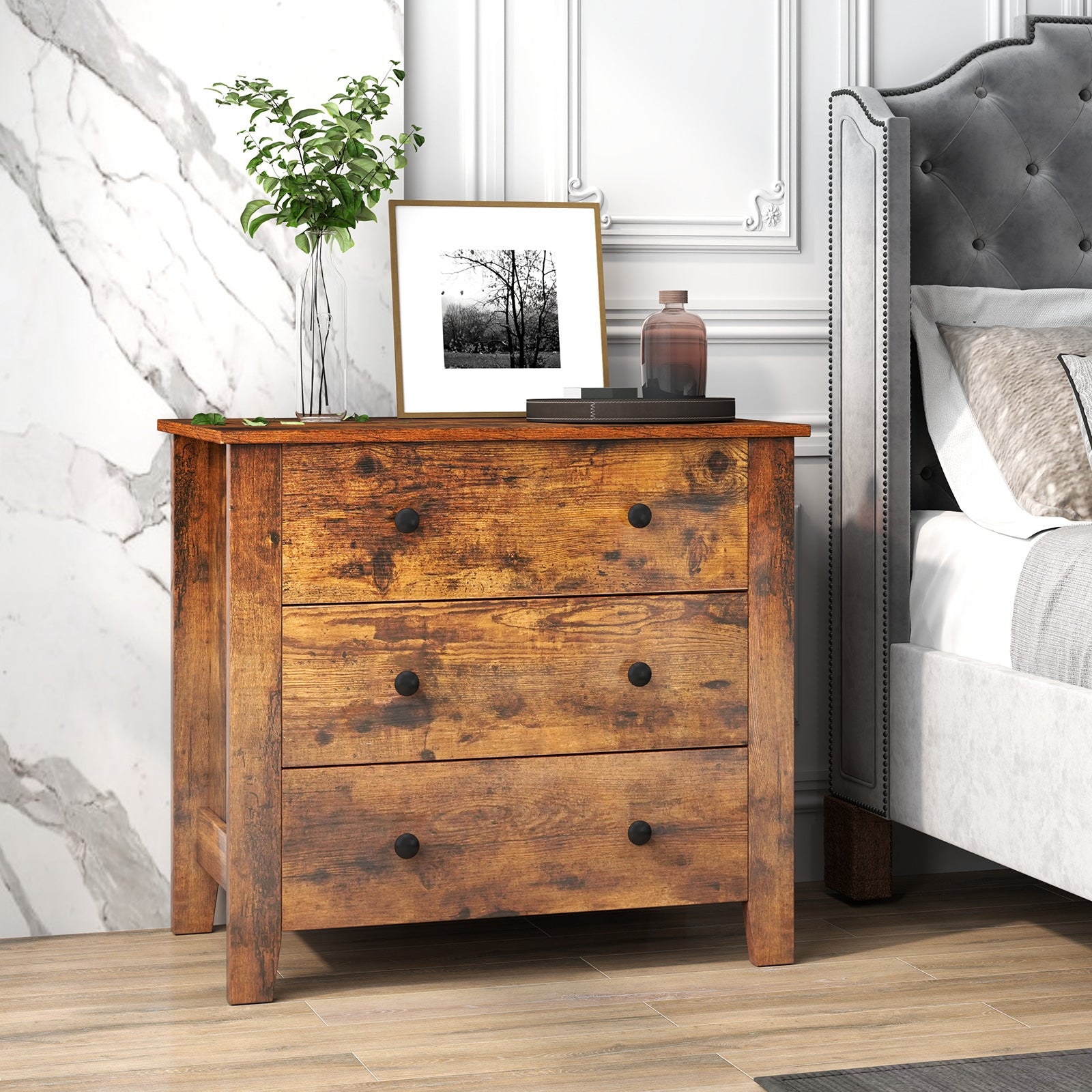 3 Drawer Dresser Chest, Rustic Brown Cabinets & Chests at Gallery Canada