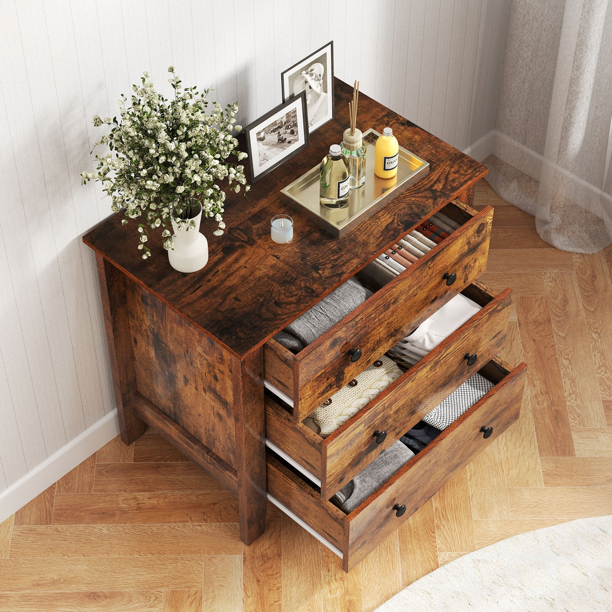 3 Drawer Dresser Chest, Rustic Brown Cabinets & Chests at Gallery Canada