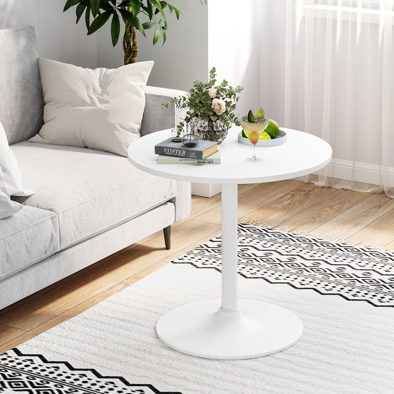 Round Bistro Table, 40 Inch, Bar Height, Set of 2, White Coffee Tables at Gallery Canada