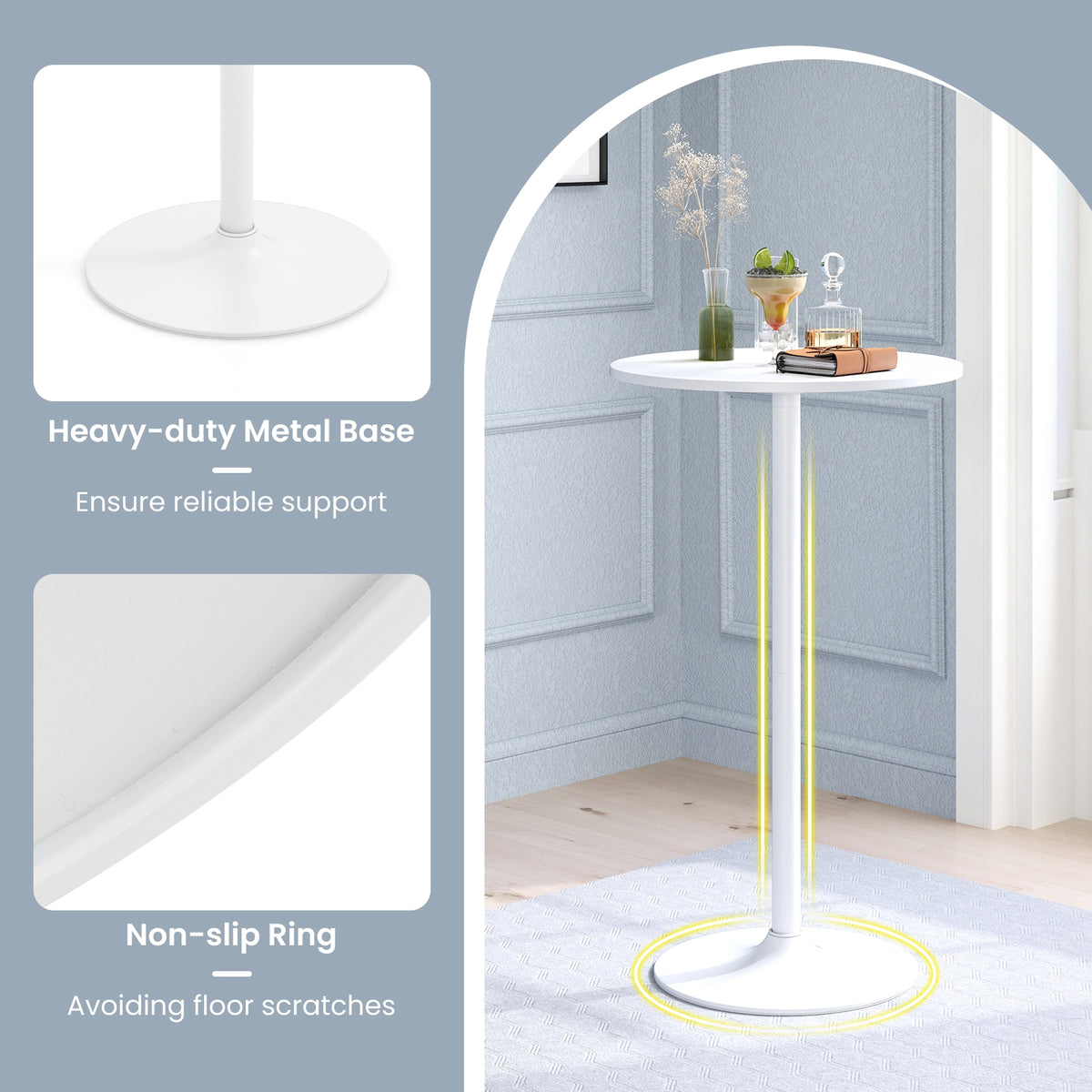 Round Bistro Table, 40 Inch, Bar Height, Set of 2, White Coffee Tables at Gallery Canada