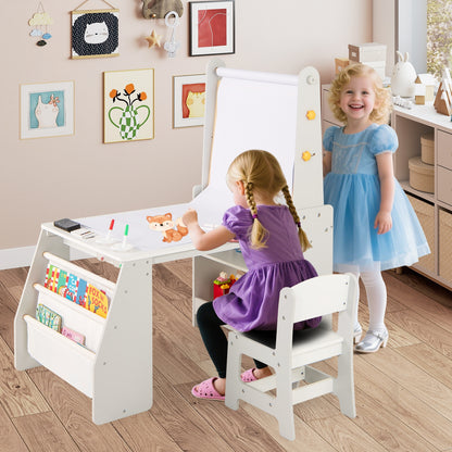 Kids Art Table And Chair Set With Easel, Grey Art Easels at Gallery Canada