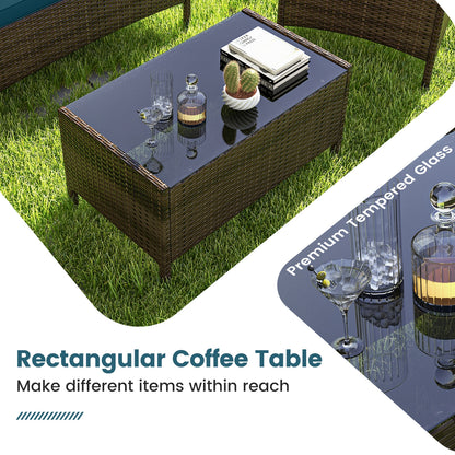 4 Piece Patio Rattan Conversation Set, Peacock Blue Patio Conversation Sets at Gallery Canada