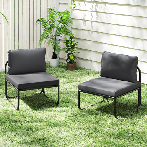 Outdoor Patio Chairs Set Of 2, Removable Cushions, Gray