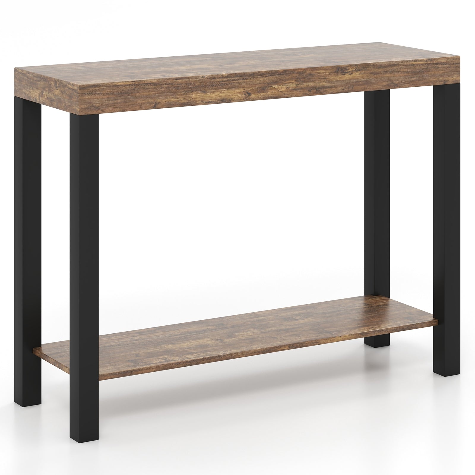 2-Tier Bar Table With Open Shelves, Rustic Brown Bar Tables Rustic Brown at Gallery Canada