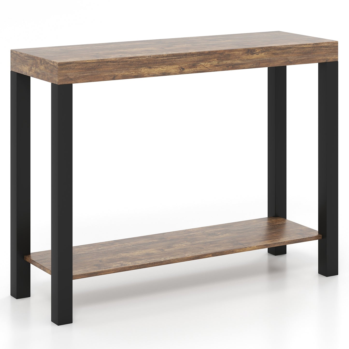 2-Tier Bar Table With Open Shelves, Rustic Brown Bar Tables Rustic Brown at Gallery Canada