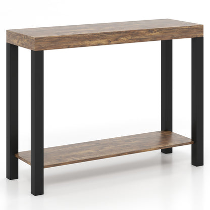 2-Tier Bar Table With Open Shelves, Rustic Brown Bar Tables Rustic Brown at Gallery Canada