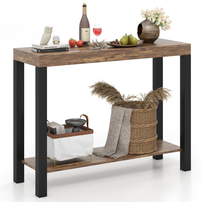 2-Tier Bar Table With Open Shelves, Rustic Brown Bar Tables at Gallery Canada
