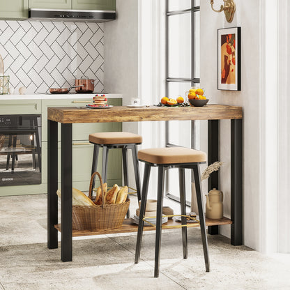 2-Tier Bar Table With Open Shelves, Rustic Brown Bar Tables at Gallery Canada