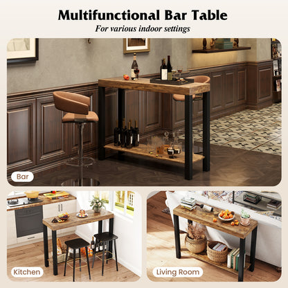 2-Tier Bar Table With Open Shelves, Rustic Brown Bar Tables at Gallery Canada
