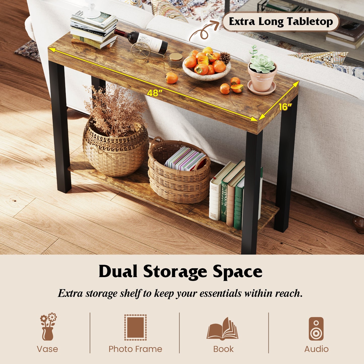2-Tier Bar Table With Open Shelves, Rustic Brown Bar Tables at Gallery Canada