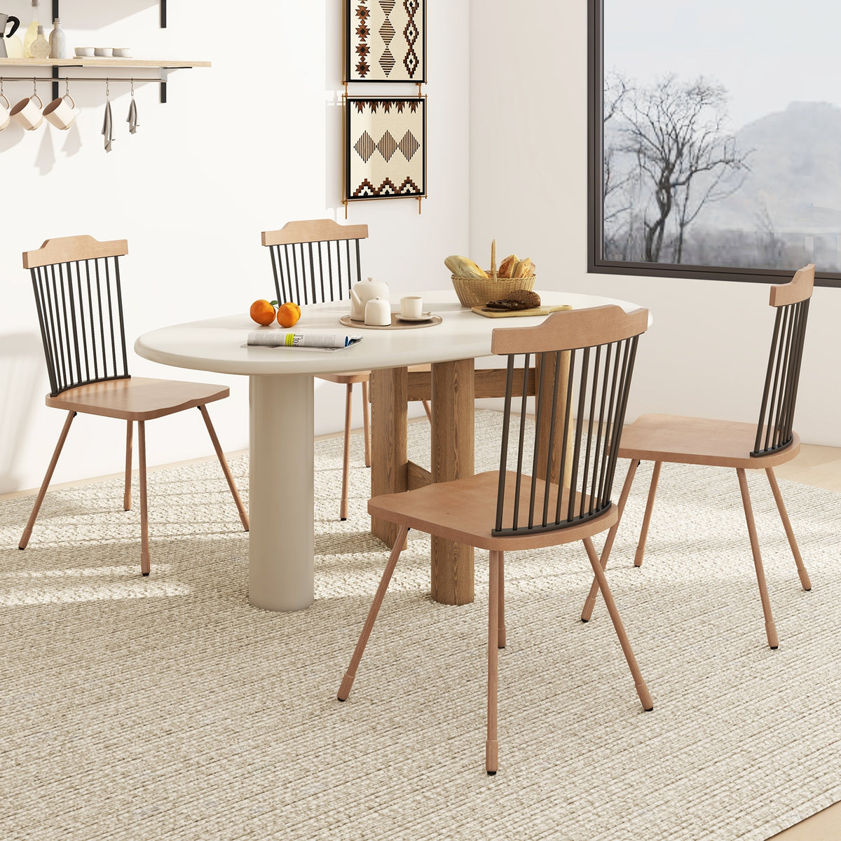 Spindle Back Dining Chair Set, Natural, 2 Count Dining Chairs at Gallery Canada