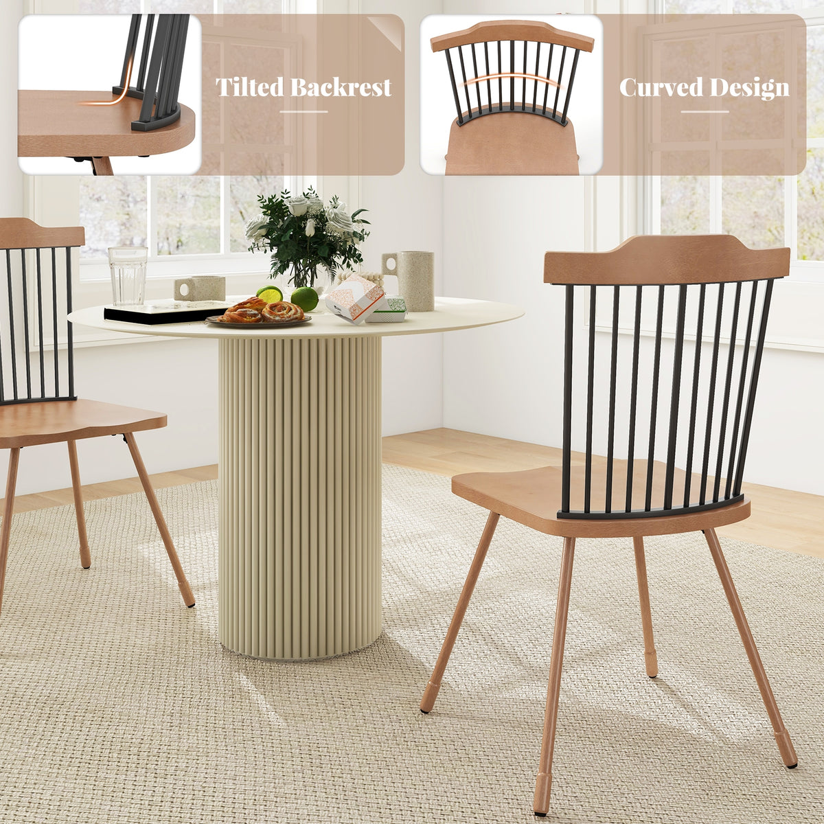 Spindle Back Dining Chair Set, Natural, 2 Count Dining Chairs at Gallery Canada