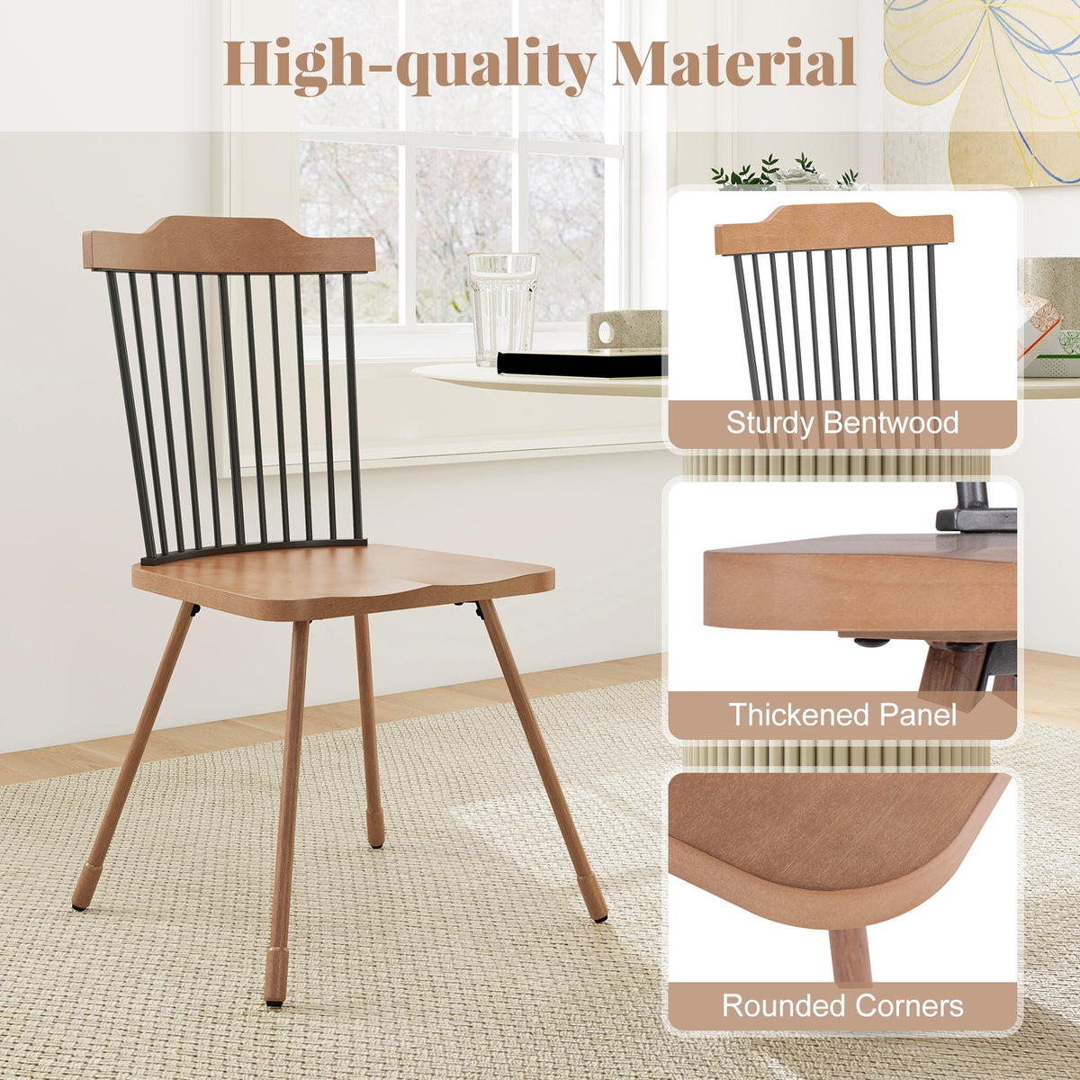 Spindle Back Dining Chair Set, Natural, 2 Count Dining Chairs at Gallery Canada