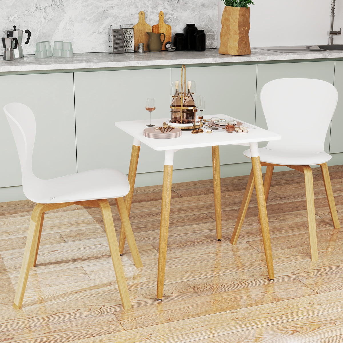 Square Dining Table With Adjustable Foot Pads, White Dining Tables at Gallery Canada