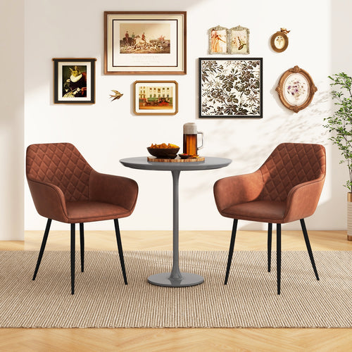 Dining Chair Set Of 2, Curved Backrest, Wide Seat, Coffee