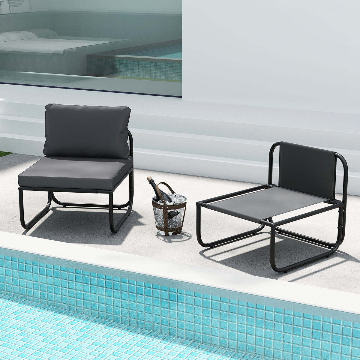 Outdoor Patio Chairs Set Of 2, Removable Cushions, Gray Patio Dining Chairs at Gallery Canada