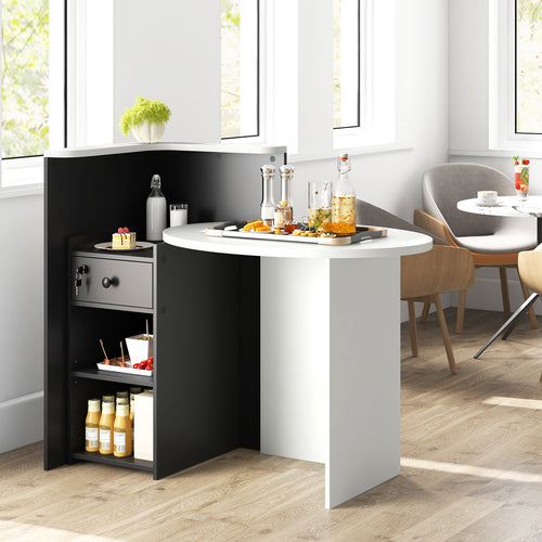 Office Desk With Open Shelf, Lockable Drawer, Black