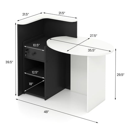 Office Desk With Open Shelf, Lockable Drawer, Black Corner Desks at Gallery Canada