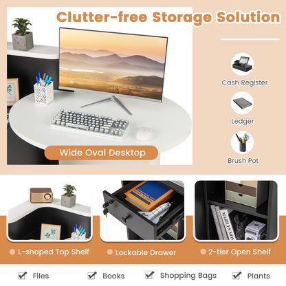 Office Desk With Open Shelf, Lockable Drawer, Black Corner Desks at Gallery Canada