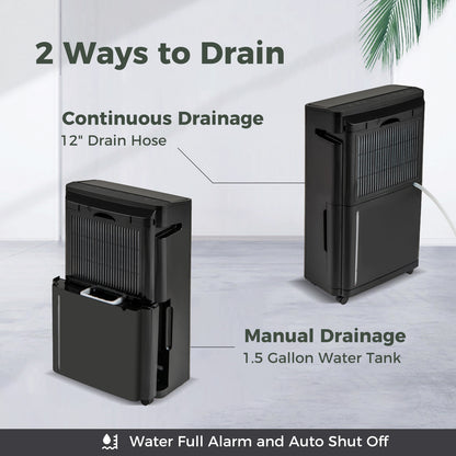 4500 Sq. Ft 57 Pint Quiet Dehumidifier, Basement, 4 Modes, Black Dehumidifiers at Gallery Canada