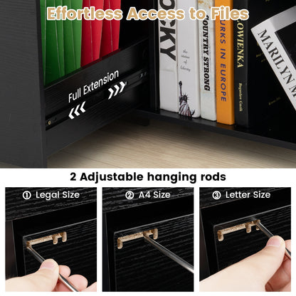 3-Drawer File Cabinet, Adjustable Shelf, Wheels, Letter Size, Black File Cabinets at Gallery Canada