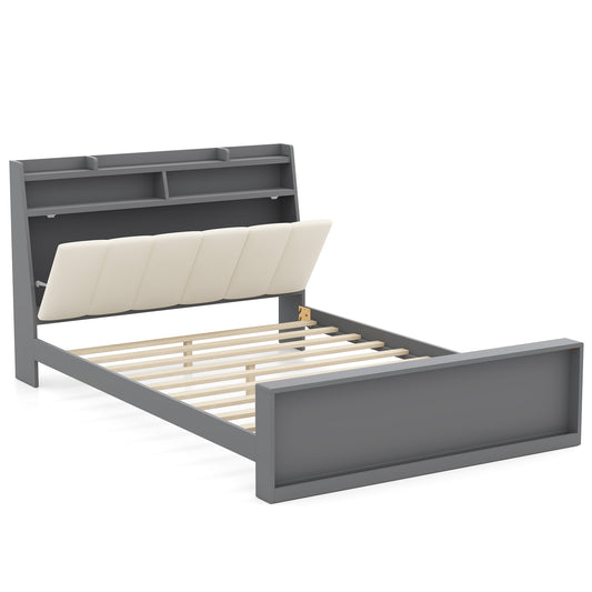 Full Size Bed Frame With Storage, Modern Platform, Gray Simple Bed Frame Gray at Gallery Canada