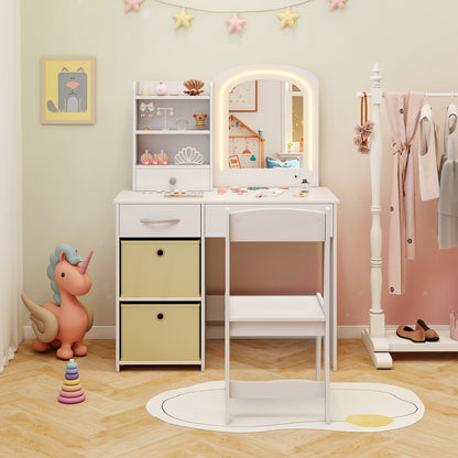 Kids Vanity Set With Lighted Mirror, Makeup Desk And Chair, White Kids Vanities at Gallery Canada