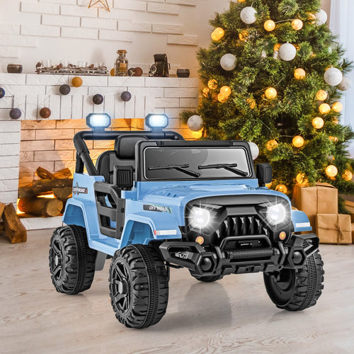 12V Kids Ride On Truck, Remote Control, Threaded Wheels, 3 Speeds, Navy
