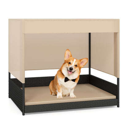 Elevated Wicker Dog House, Small To Medium Breeds, Black Dog Supplies at Gallery Canada